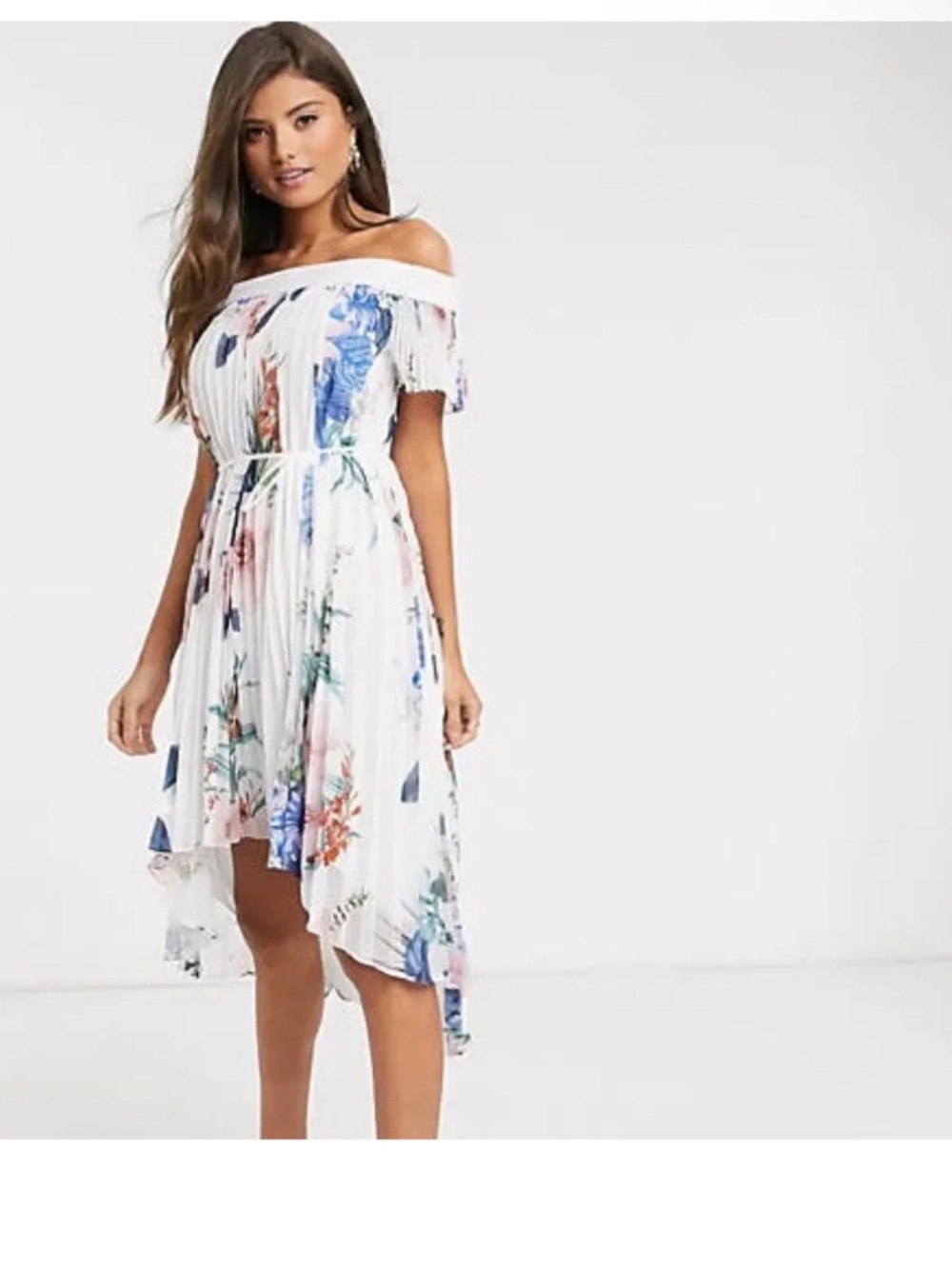 NWT Ted Baker Luner Jamboree Floral Pleated Off Shoulder Dress Size 3 (US 8